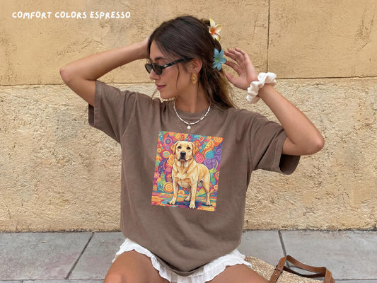 Comfort Colors Dog Shirt, Retro Neon Pop Art Beagle Print, Personalized Pet Tee