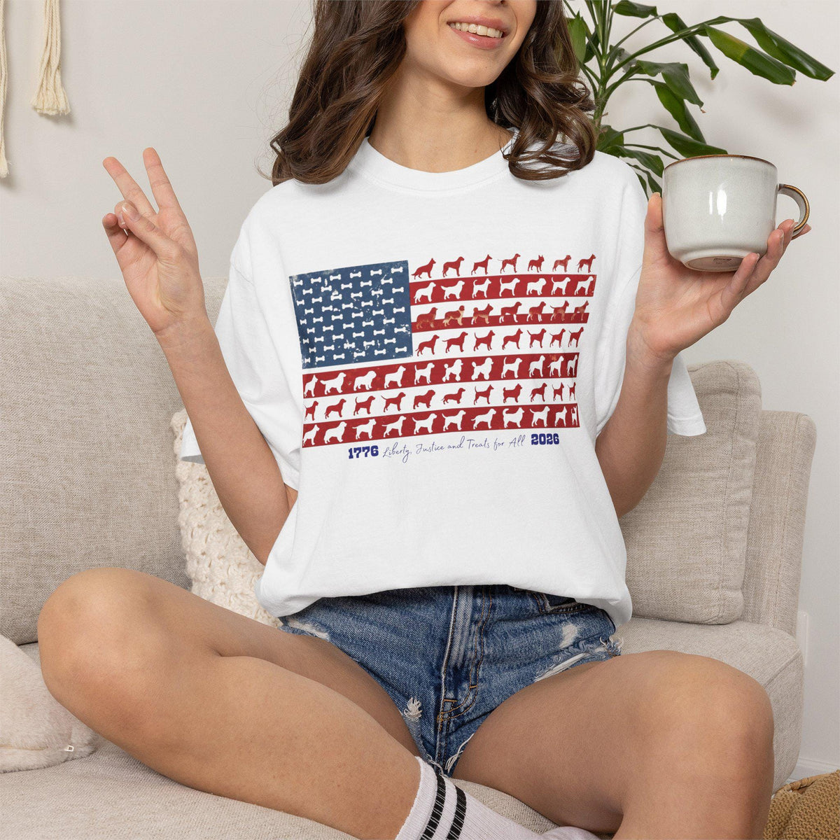 Patriotic Dog Lover T-Shirt, American Flag Paw Print Tee