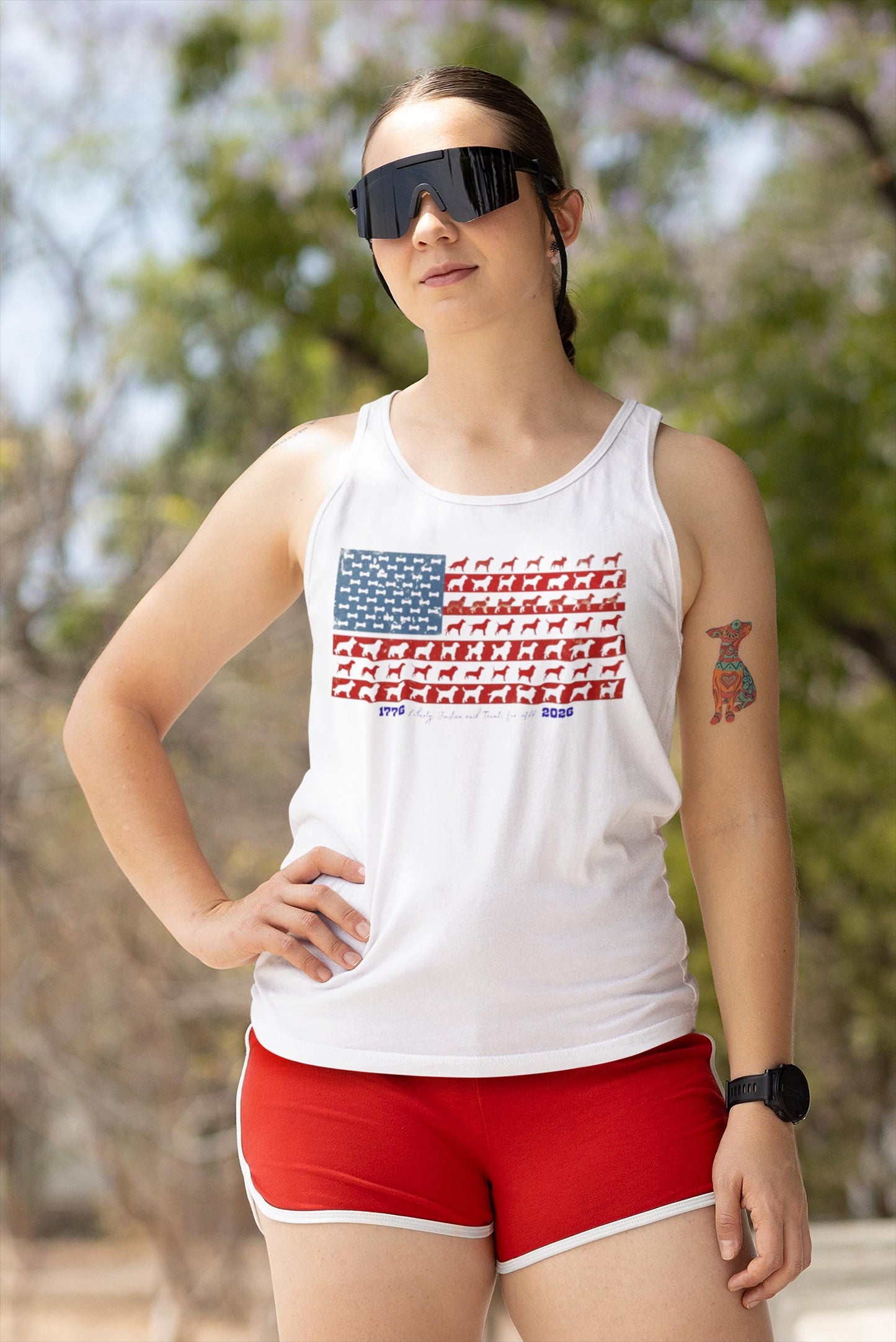 Patriotic Dog Lover T-Shirt, American Flag Paw Print Tee
