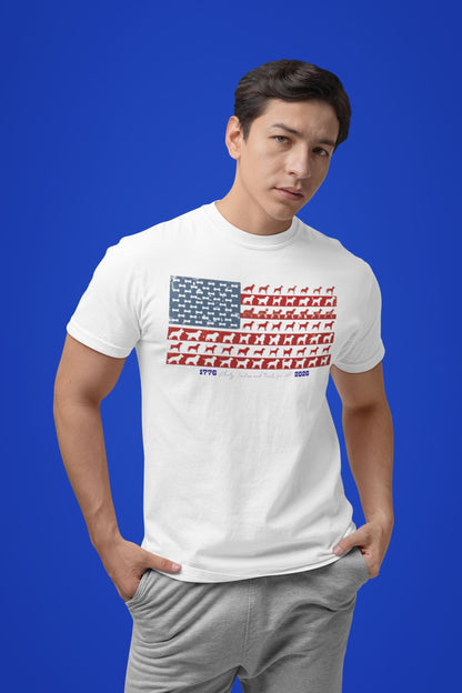Camiseta Amante de los Perros Patriótico, Camiseta Huella Pata Bandera Americana