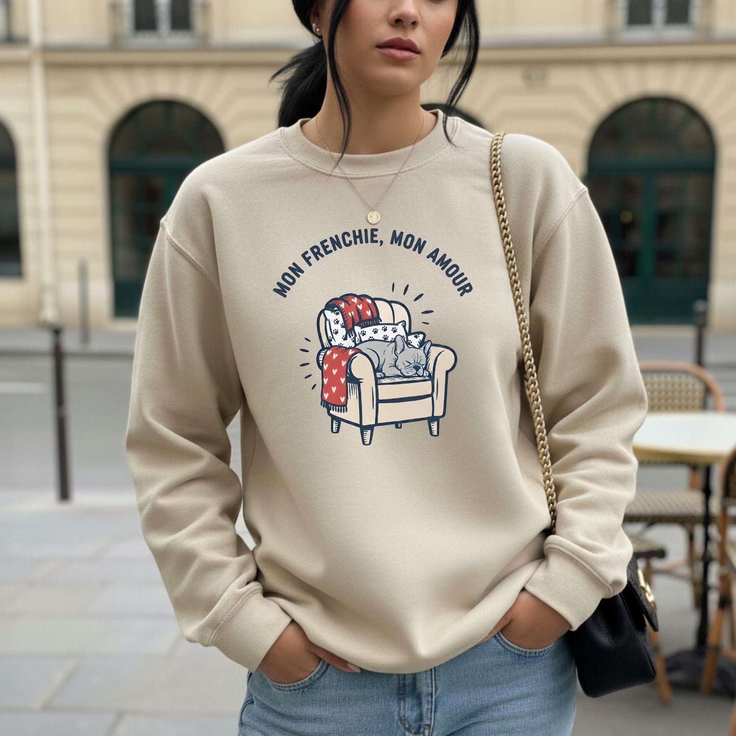 French Bulldog Sweatshirt | Mon Frenchie Mon Amour, Dog Lover Crewneck