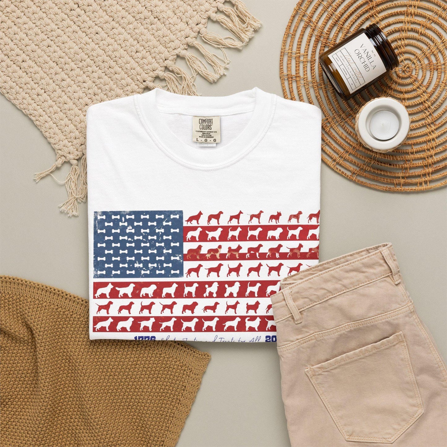 Patriotic Dog Lover T-Shirt, American Flag Paw Print Tee