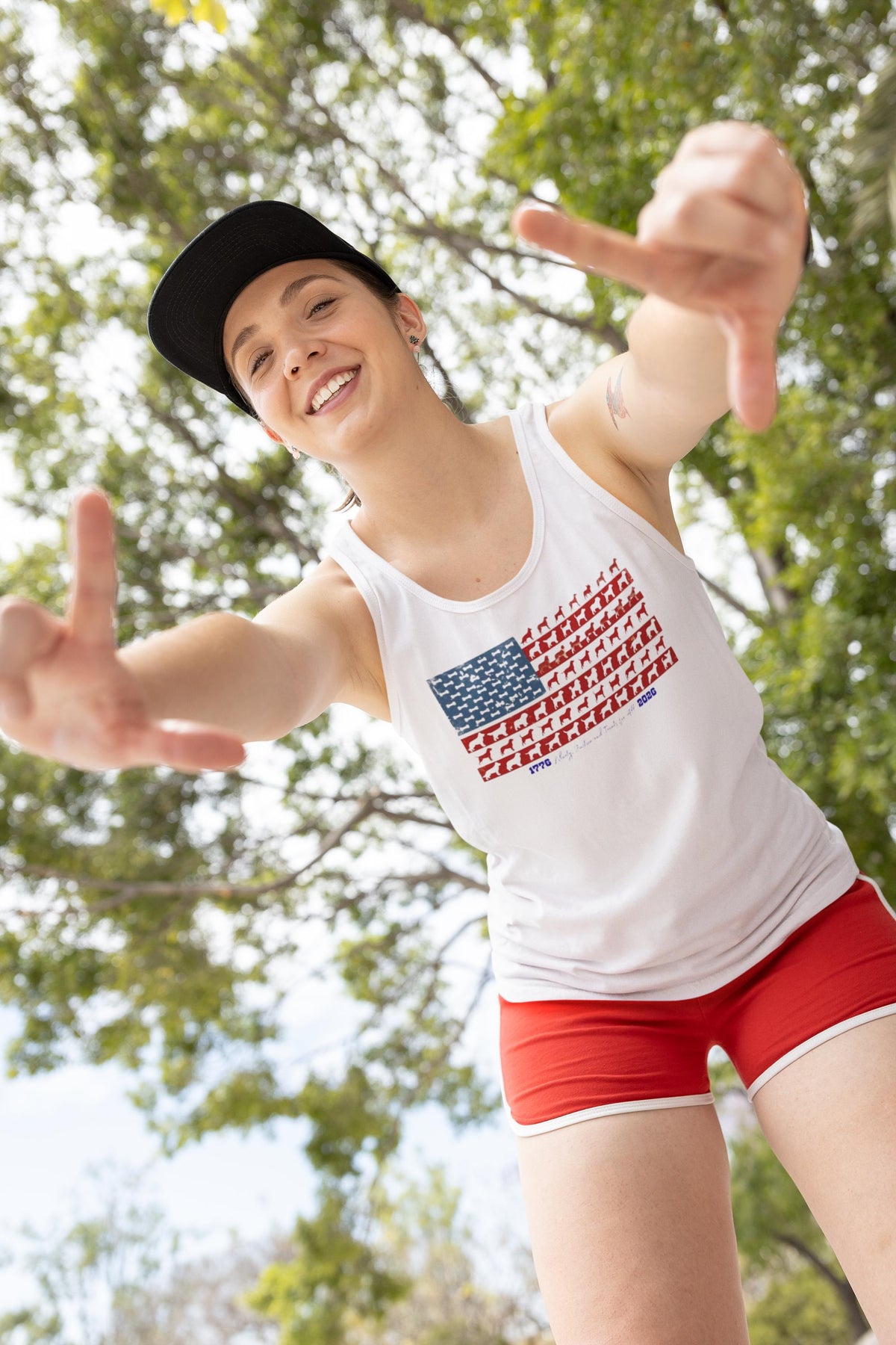 Patriotic Dog Lover T-Shirt, American Flag Paw Print Tee