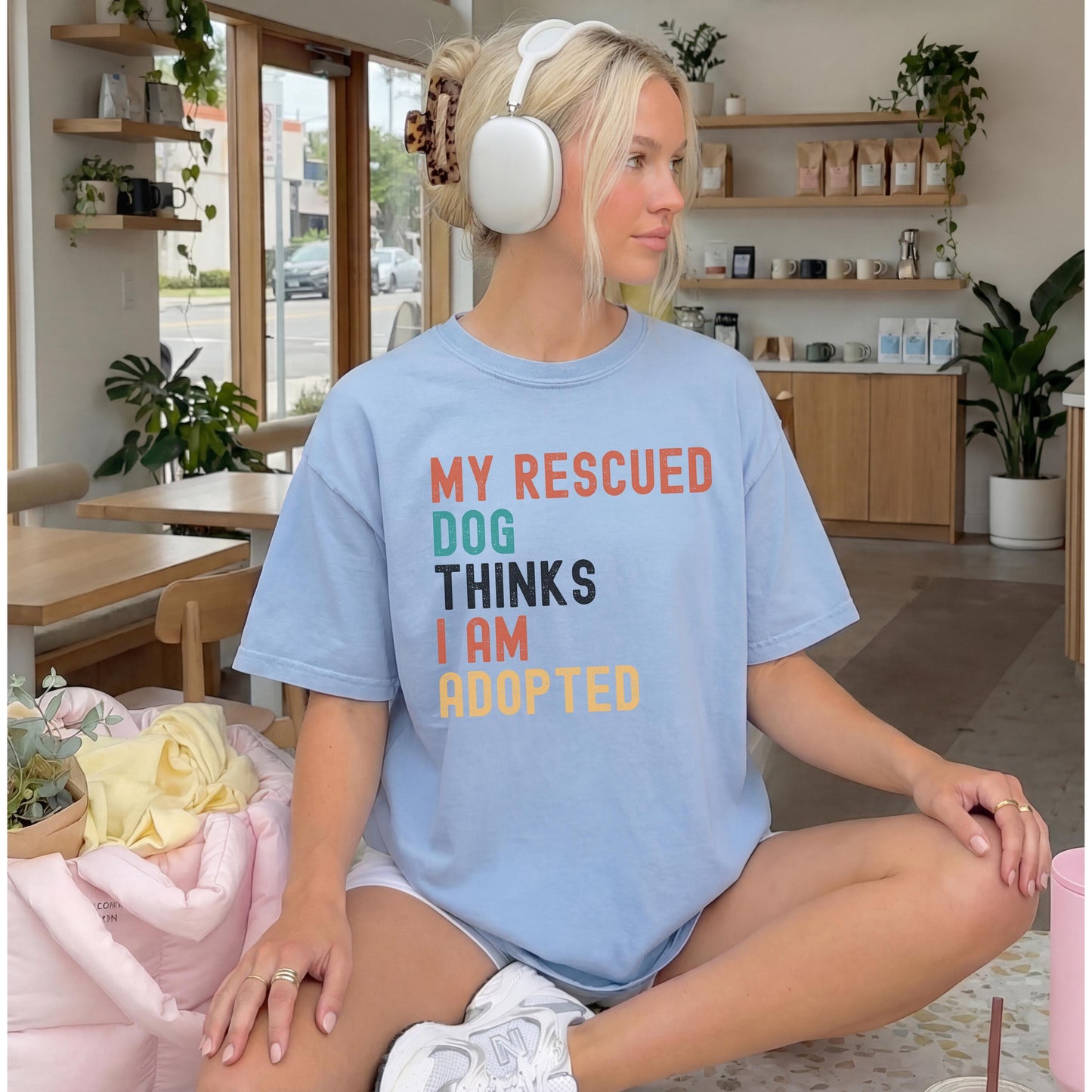 My Rescue Dog Thinks I'm Adopted Shirt, Retro Slogan