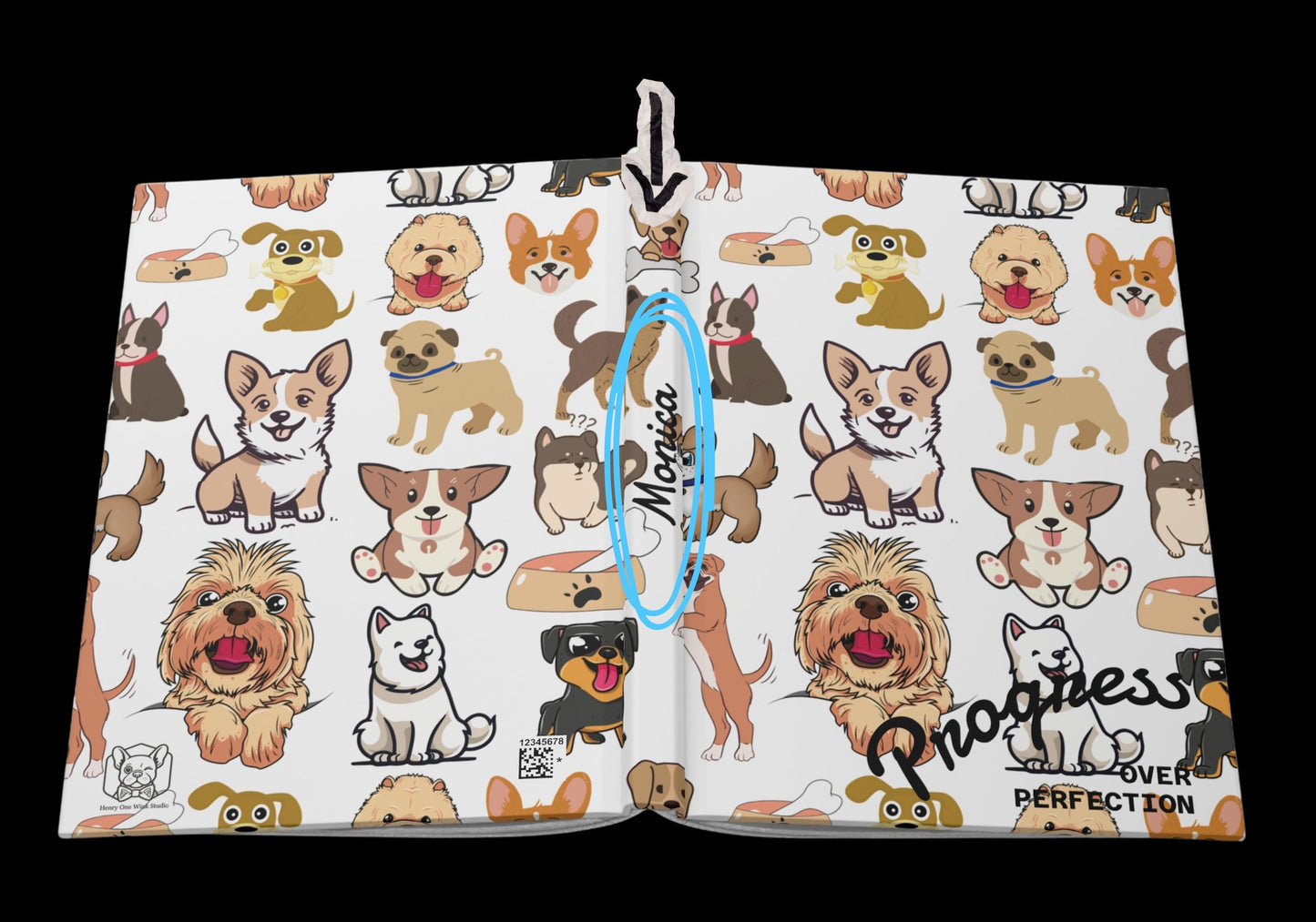 Custom Dog Lover hard cover Journal – Progress Over Perfection Hardcover Notebook
