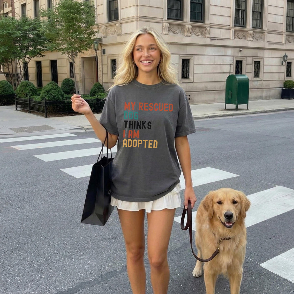My Rescue Dog Thinks I'm Adopted Shirt, Retro Slogan