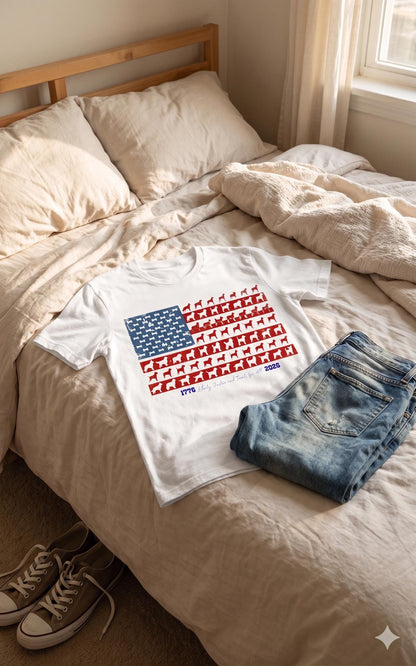 Camiseta Amante de los Perros Patriótico, Camiseta Huella Pata Bandera Americana