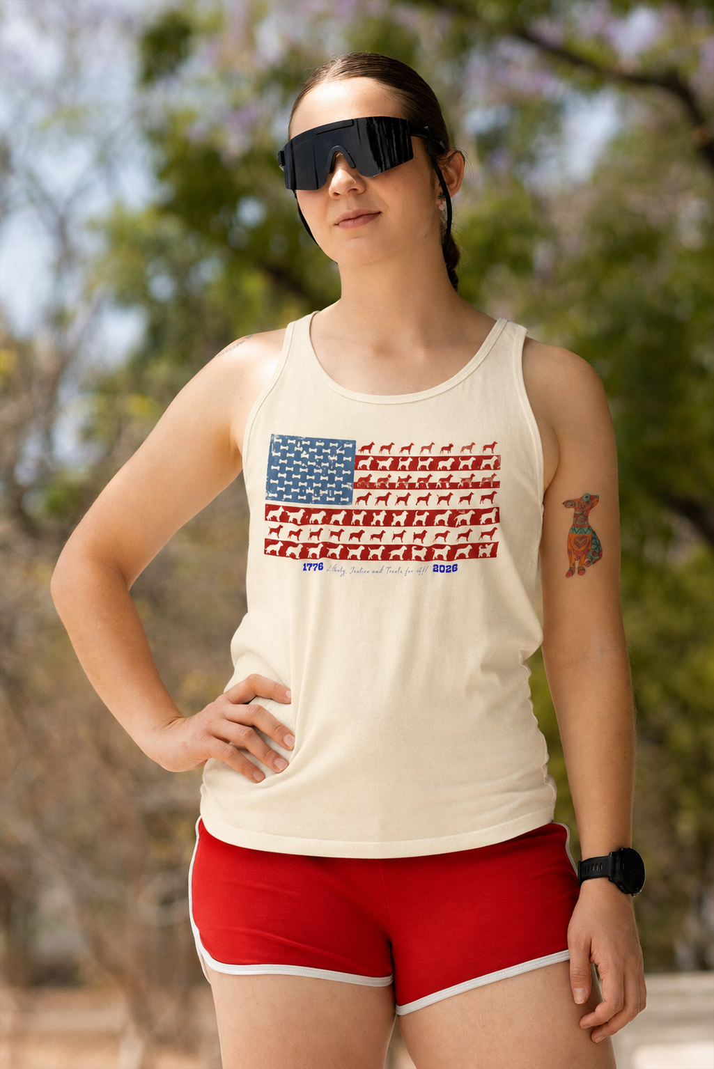 Patriotic Dog Lover T-Shirt, American Flag Paw Print Tee
