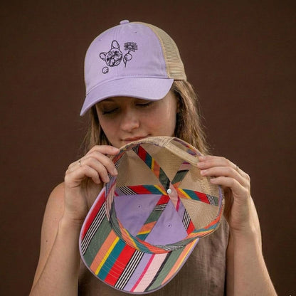 Washed mesh-back cap, adjustable trucker hat