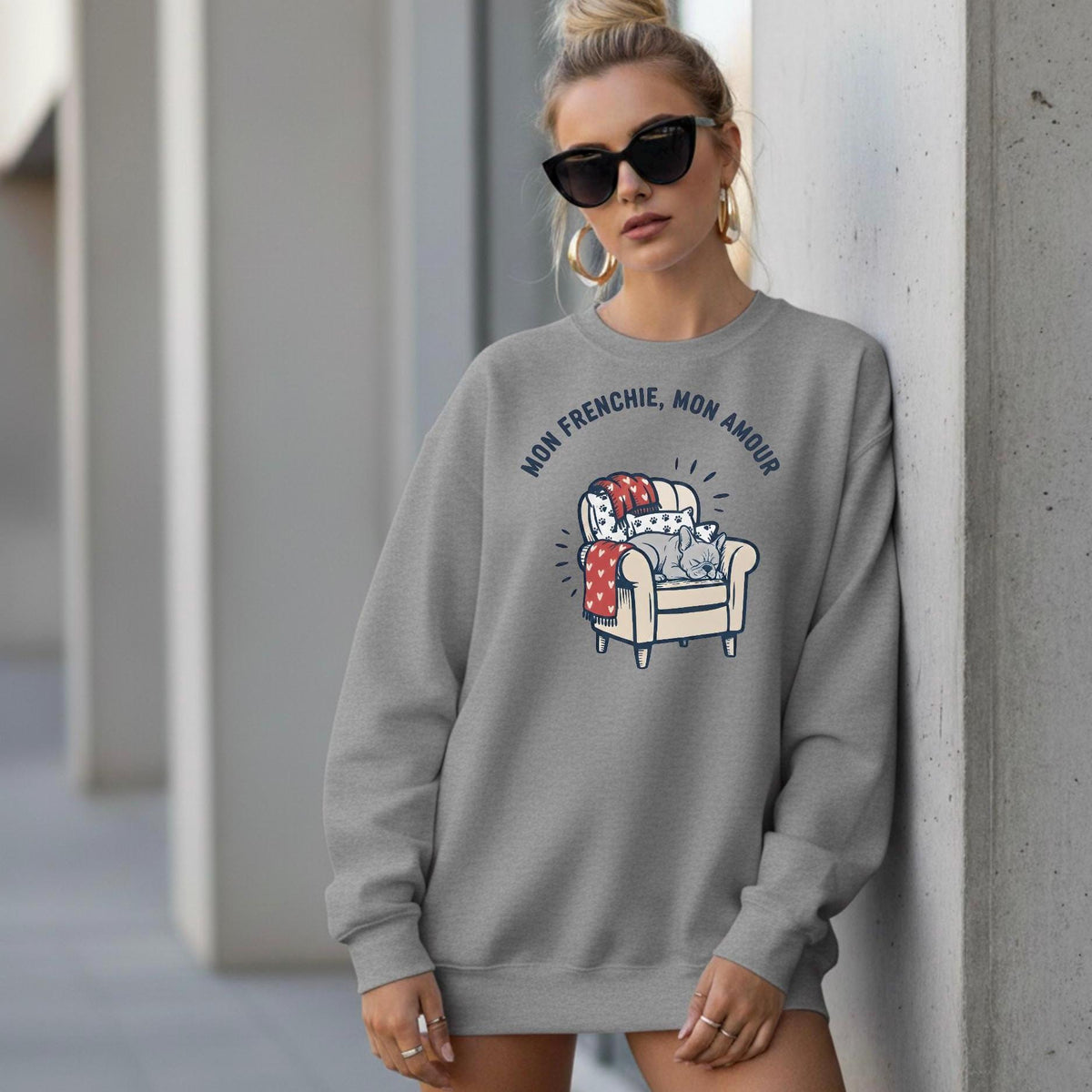 French Bulldog Sweatshirt | Mon Frenchie Mon Amour, Dog Lover Crewneck
