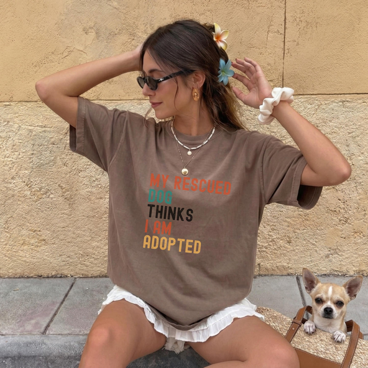My Rescue Dog Thinks I'm Adopted Shirt, Retro Slogan