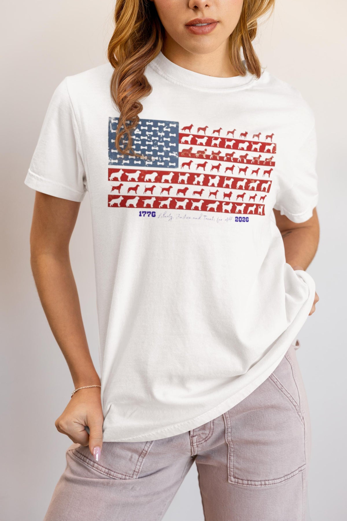 Patriotic Dog Lover T-Shirt, American Flag Paw Print Tee