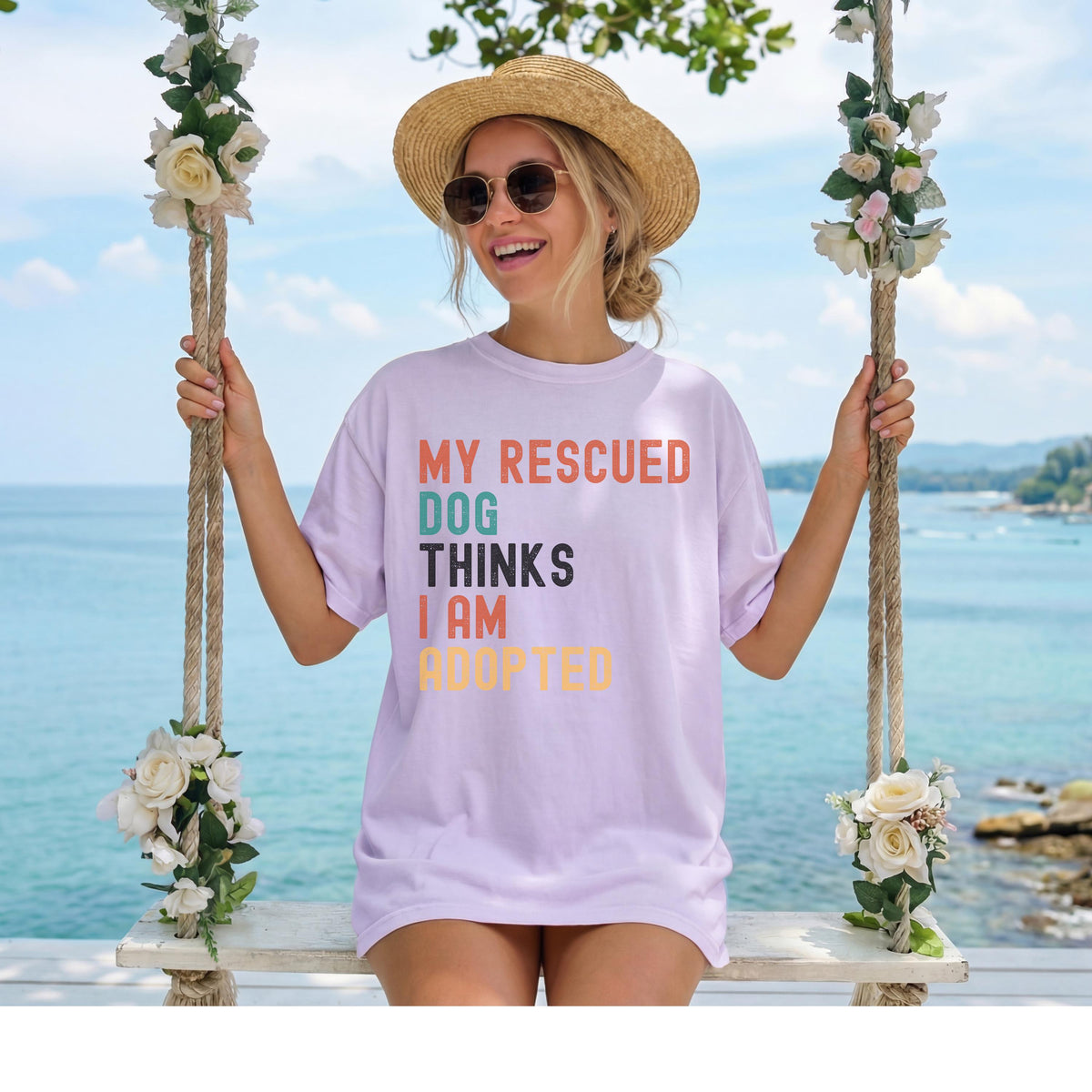 My Rescue Dog Thinks I'm Adopted Shirt, Retro Slogan